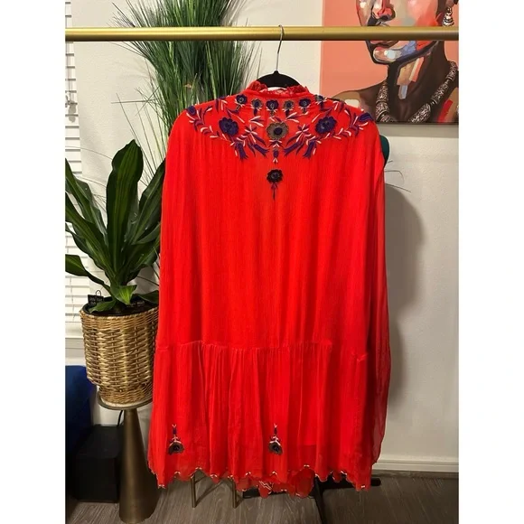 Free People Embroidered & Beaded Tunic Dress - Size Medium - Picture 4 of 14